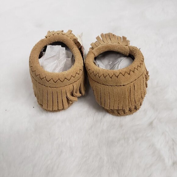 Minnetonka Riley Leopard Hair on Hide Baby Moccasins Size 1 NWT - Picture 3 of 12